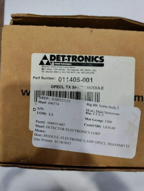 011405-001 New Det-Tronics Spare Electronics/Lamp Module for OPECL Transmitter